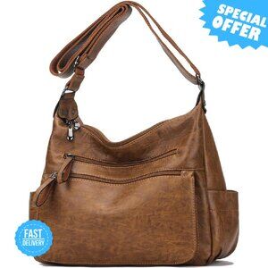 BRAND NEW Artwell Crossbody Bag Black Soft PU Leather Multi Pocket Tote